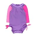 RuffleButts Baby Girls Novelty Baby One Piece - Rash Guard Swimsuit UPF 50+