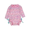 RuffleButts Baby Girls Novelty Baby One Piece - Rash Guard Swimsuit UPF 50+