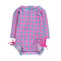 RuffleButts Baby Girls Novelty Baby One Piece - Rash Guard Swimsuit UPF 50+