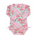RuffleButts Baby Girls Novelty Baby One Piece - Rash Guard Swimsuit UPF 50+