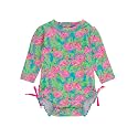 RuffleButts Baby Girls Novelty Baby One Piece - Rash Guard Swimsuit UPF 50+