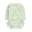 RuffleButts Baby Girls Novelty Baby One Piece - Rash Guard Swimsuit UPF 50+