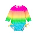 RuffleButts Baby Girls Novelty Baby One Piece - Rash Guard Swimsuit UPF 50+
