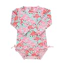 RuffleButts Baby Girls Novelty Baby One Piece - Rash Guard Swimsuit UPF 50+