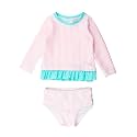 RuffleButts Baby Girls Seersucker - Rash Guard Bikini