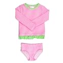 RuffleButts Baby Girls Seersucker - Rash Guard Bikini