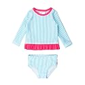 RuffleButts Baby Girls Seersucker - Rash Guard Bikini