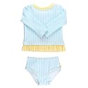 RuffleButts Baby Girls Seersucker - Rash Guard Bikini
