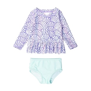 rufflebutts babytoddler girls rash guard 2-piece swimsuit set - long sleeve bikini with upf 50 sun protection