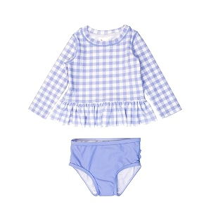 rufflebutts babytoddler girls rash guard 2-piece swimsuit set - long sleeve bikini with upf 50 sun protection