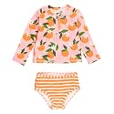 RuffleButts Baby/Toddler Girls Rash Guard 2-Piece Swimsuit Set - Long Sleeve Bikini with UPF 50+ Sun Protection