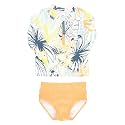 RuffleButts Baby/Toddler Girls Rash Guard 2-Piece Swimsuit Set - Long Sleeve Bikini with UPF 50+ Sun Protection
