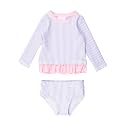 RuffleButts Baby Girls Seersucker - Rash Guard Bikini