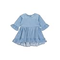 RuffleButts Girls High Low Tunic - Long Sleeve Ruffle Tunic Top