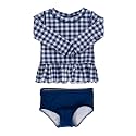 RuffleButts Girls Scalloped Long Sleeve - 2-Piece Rash Guard Swim UPF 50+