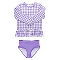 RuffleButts Girls Scalloped Long Sleeve - 2-Piece Rash Guard Swim UPF 50+
