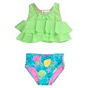 RuffleButts Girls UPF50+ Sun Protection Flounce Bikini Two Piece Swimsuit