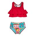 RuffleButts Girls UPF50+ Sun Protection Flounce Bikini Two Piece Swimsuit