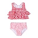 RuffleButts Girls UPF50+ Sun Protection Flounce Bikini Two Piece Swimsuit