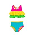 RuffleButts Girls UPF50+ Sun Protection Flounce Bikini Two Piece Swimsuit