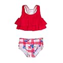RuffleButts Girls UPF50+ Sun Protection Flounce Bikini Two Piece Swimsuit