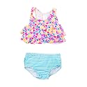 RuffleButts Girls UPF50+ Sun Protection Flounce Bikini Two Piece Swimsuit
