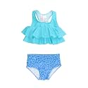 RuffleButts Girls UPF50+ Sun Protection Flounce Bikini Two Piece Swimsuit