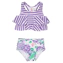 RuffleButts Girls UPF50+ Sun Protection Flounce Bikini Two Piece Swimsuit