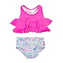 RuffleButts Girls UPF50+ Sun Protection Flounce Bikini Two Piece Swimsuit