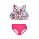RuffleButts Girls UPF50+ Sun Protection Flounce Bikini Two Piece Swimsuit