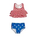 RuffleButts Girls UPF50+ Sun Protection Flounce Bikini Two Piece Swimsuit