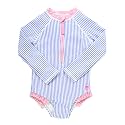 RuffleButts Little Girls Long Sleeve Zipper Rash
