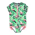 RuffleButts Little Girls Long Sleeve Zipper Rash