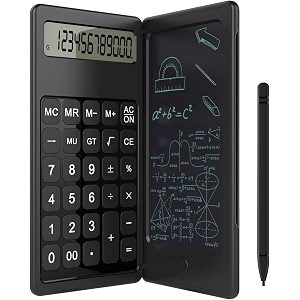 ruffpad 2-in-1 basic calculator amp lcd writing pad with 65 inches tablet 12 digits foldable design stylus pen for students birthday gift kids toys school office blackscaintific