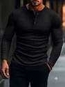 Rufica Self Design Men Henley Neck Black