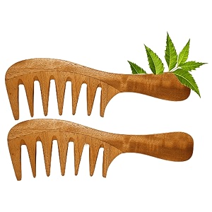 natural neem wooden comb set for women  hair growth  anti dandruff  neem wood detangler hair comb combo pack