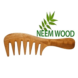 neem wood wide tooth comb for hair  natural wooden anti-static detangling comb for men amp women  helps reduce breakage amp frizz  scalp massage  eco-friendly hair care tool pack of 1