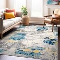 Rugshop Abstract Transitional Non-Shedding Area Rug Cream