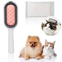 4 in 1 Universal Pet Knots Remover, Pet Cleaning Hair Removal Comb, Multifunctional Pet Hair Remover with Wet Wipes, Reusable Magic Hair Comb Dog Hair Brush Pet Hair Brushing Tool, Pink