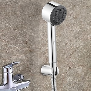 ruhe abs volt handheld shower with wall hook and 1m ss shower tube  high pressure attached shower head  handheld shower for bathroom  chrome finish