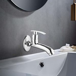 ruhe aqua bib cock long body brass faucet  wall mounted bib cock brass tap for bathrooms washing areas gardens  faucet with chrome finish
