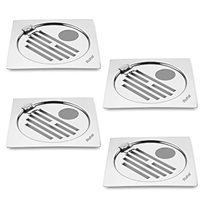 ruhe classic neon flat cut hinge floor drainer with hole  stainless steel classic neon flat cut hinge with hole floor drainjali  5 x 5 inches  pack of 4