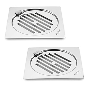 ruhe classic neon flat cut with hinge floor drainer  stainless steel classic neon flat cut with hinge floor drain  6 x 6 inches  pack of 2