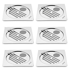 ruhe classic neon flat cut hinge floor drainer with hole  stainless steel classic neon flat cut hinge with hole floor drainjali  5 x 5 inches  pack of 6