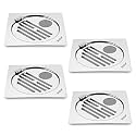 Ruhe® Classic Neon Flat Cut Hinge Floor Drainer with Hole | Stainless Steel Classic Neon Flat Cut Hinge with Hole Floor Drain/Jali | (5 x 5 inches) | (Pack of 4)