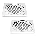 Ruhe® Classic Neon Flat Cut with Hinge Floor Drainer | Stainless Steel Classic Neon Flat Cut with Hinge Floor Drain | (5 x 5 inches) | (Pack of 2)