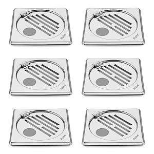 ruhe classic neon hinge floor drainer with hole  stainless steel classic neon hinge with hole floor drainerjali  6 x 6 inches  pack of 6