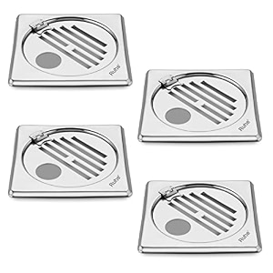 ruhe classic neon hinge floor drainer with hole  stainless steel classic neon hinge with hole floor drainerjali  6 x 6 inches  pack of 4