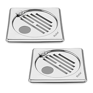 ruhe classic neon hinge floor drainer with hole  stainless steel classic neon hinge with hole floor drain  5 x 5 inches  pack of 2