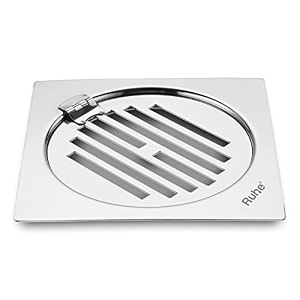 ruhe classic neon square flat cut floor drain 6 x 6 inches with hinged grating top  floor drainer for bathroom kitchen and balcony waste water drain jali  glossy finish  pack of 4